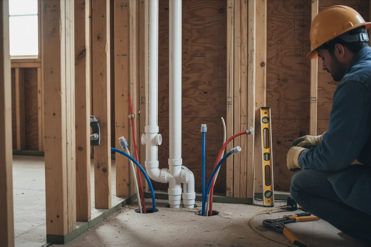 Drain and supply rough-in during Garbage Disposal Repair in Kingwood